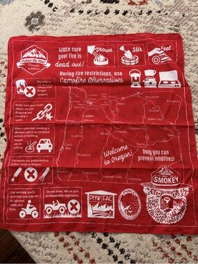Smokey the Bear Red Wildfire Awareness Bandana PNW Oregon